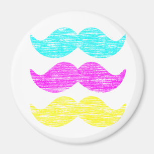 Imán CMY Mustaches (estilo letterpress)