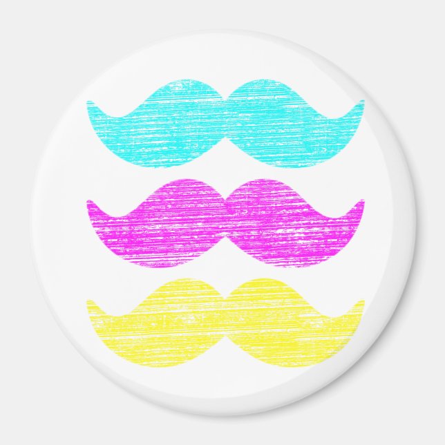 Imán CMY Mustaches (estilo letterpress) (Frente)