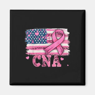 Imán Cna Enfermera Bandera Americana Cinta Rosa Cáncer