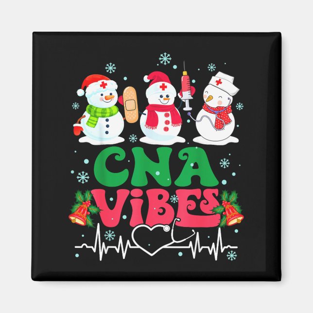 Imán Cna Vibes Nurse Snowman Stethoscope Santa Funny Ch (Frente)