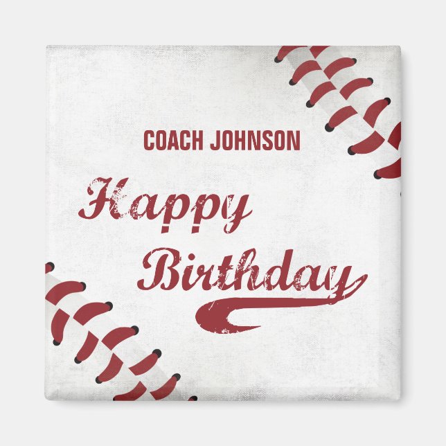 Imán Coach Happy Birday Large Grunge Baseball, Sport (Frente)