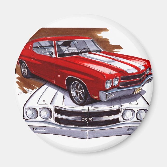 Imán Coche Chevelle Rojo-Blanco 1970 (Frente)