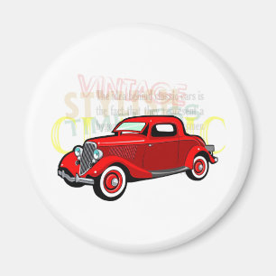 Imán Coche clásico, cupé viejo del vintage en rojo