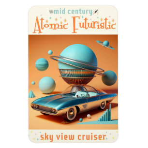 Imán Coche crucero con vista al cielo futurista atómico