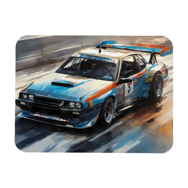 Imán Coche de Carreras azul deportivo (Horizontal)