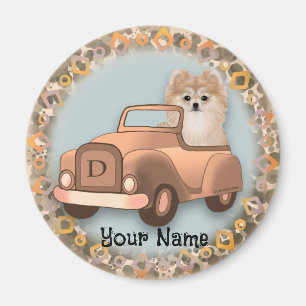 Imán Coche de conducción de perros de Pomerania