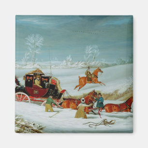 Imán Coche de correo en la nieve