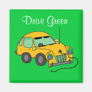 Imán Coche de Dibujos Animados Conduce Verde
