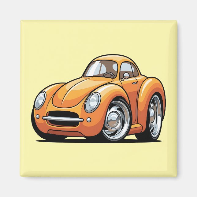 Imán Coche de Dibujos Clásicos Naranja (Frente)