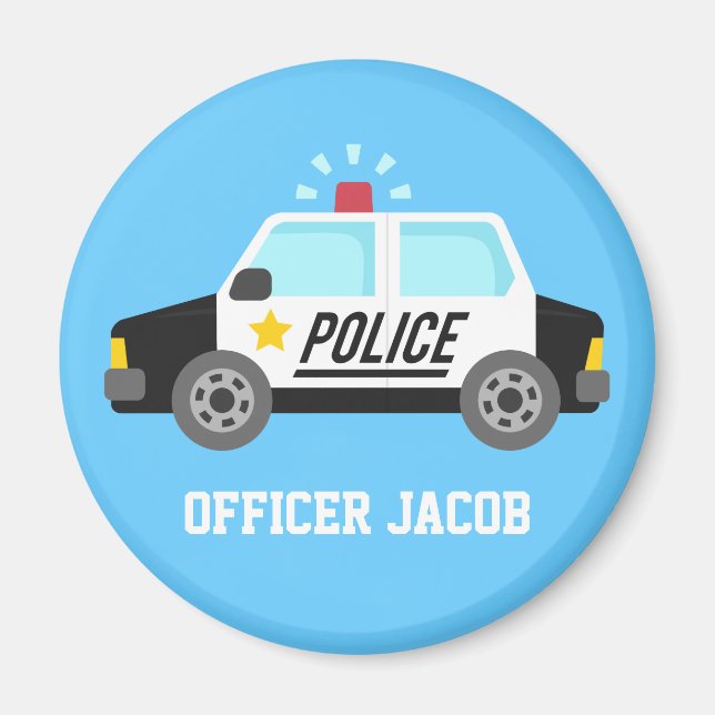 Imán Coche de Policía con Sirena Personalizado para Niñ (Frente)