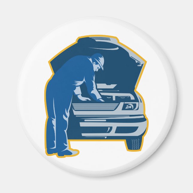 Imán coche de reparación mecánica auto (Frente)