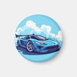 Imán Coche Deportivo Azul Bajo Cielo Despejado