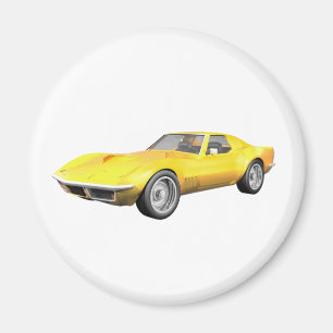 Imán Coche deportivo Corvette 1970: acabado amarillo