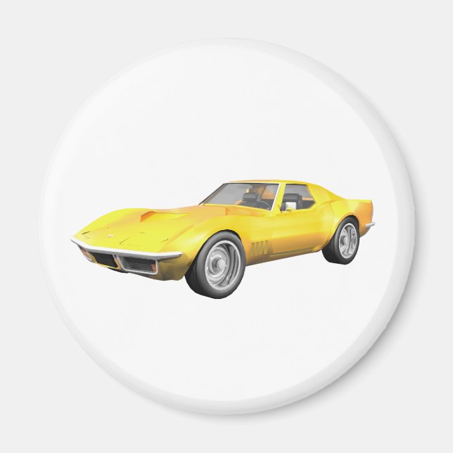 Imán Coche deportivo Corvette 1970: acabado amarillo (Frente)