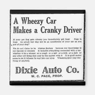 Imán Coche jadeante del anuncio 1923 autos de Dixie del