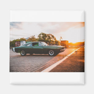Imán Coche músculo verde al atardecer