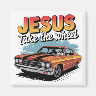 Imán Coche Musculoso Antiguo 'Jesús Toma el Volante'