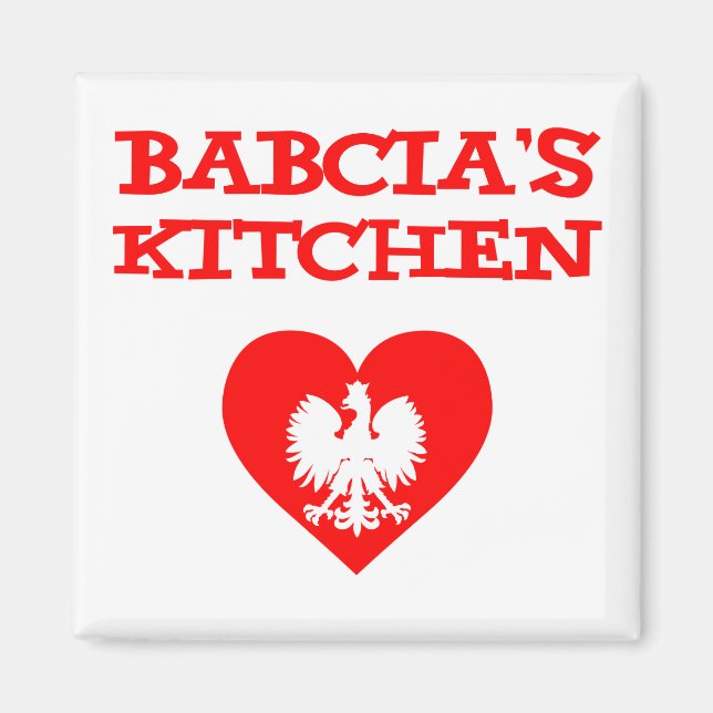 Imán Cocina de Babcia con águila blanca polaca (Frente)