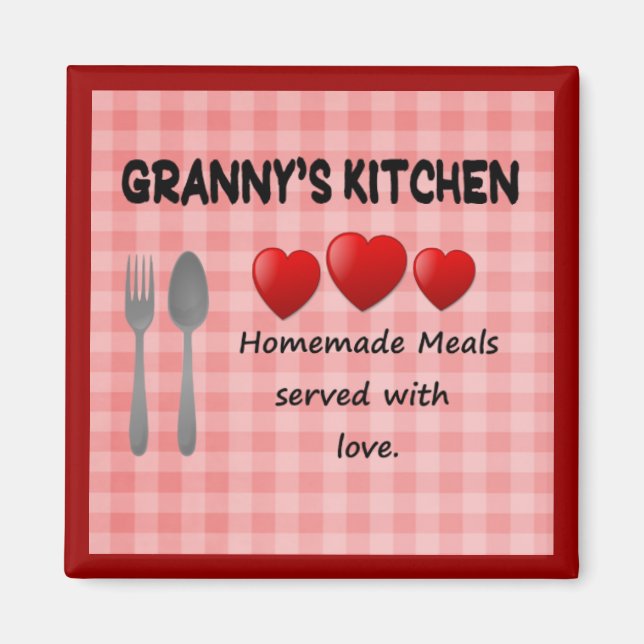 Imán Cocina de la abuela, Red Gingham Magnet (Frente)