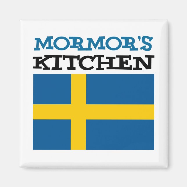 Imán Cocina de Mormor con la bandera de Suecia (Frente)