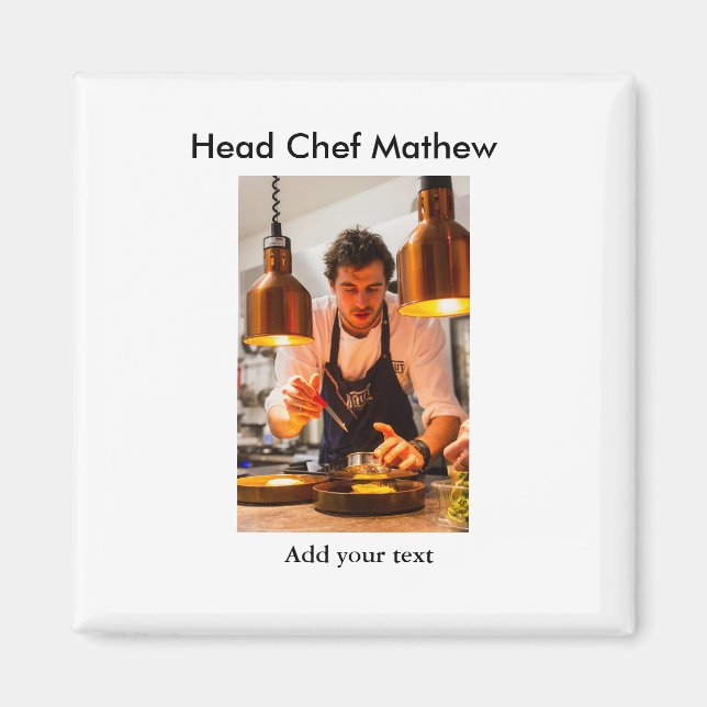 Imán Cocina del chef añada nombre de texto hombres pana (Frente)
