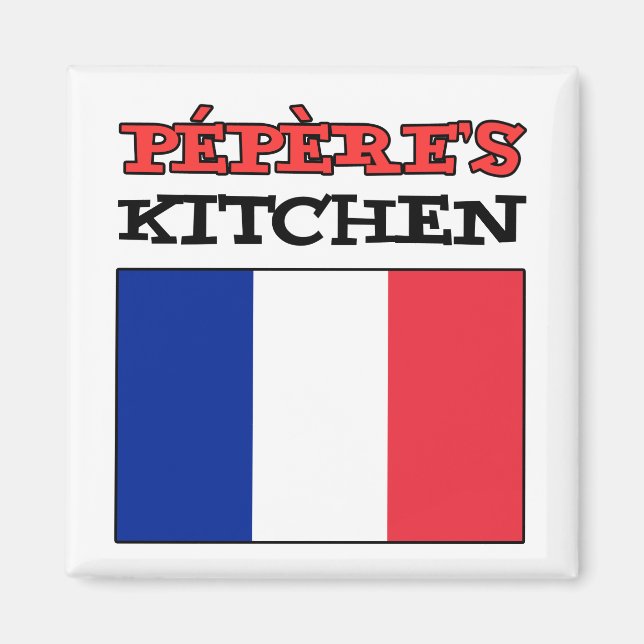 Imán Cocina del pueblo con bandera de Francia (Frente)