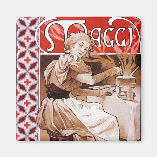 Imán Cocina femenina, Alphonse Mucha (Frente)