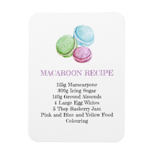 IMÁN COCINA MACAROON RECIPE FRIGORÍFICA FLEXIBLE MAGNET (Vertical)
