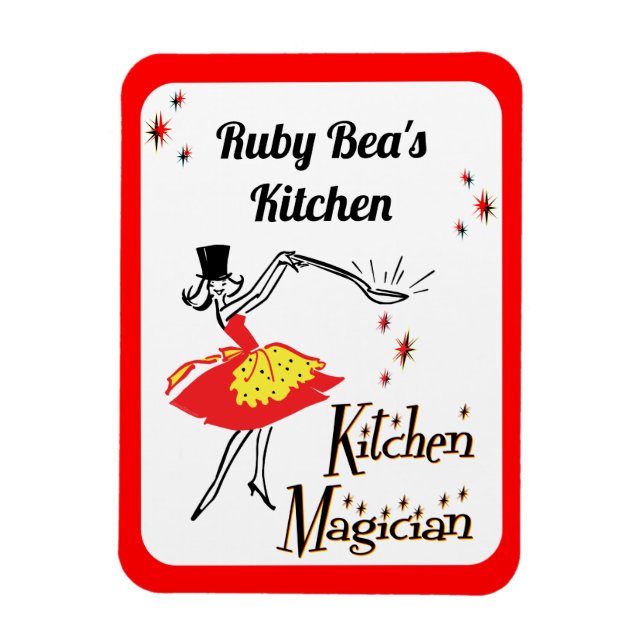Imán Cocina Magia Personalizado Retro Fridge Magnet (Vertical)