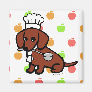 Imán Cocinero cabelludo liso rojo del Dachshund