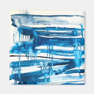Imán Cocitos de acuarela de arte abstracto azul