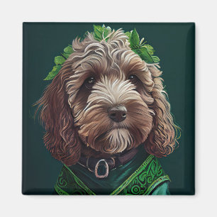 Imán Cockapoo Dog in St. Patrick's Day Dress