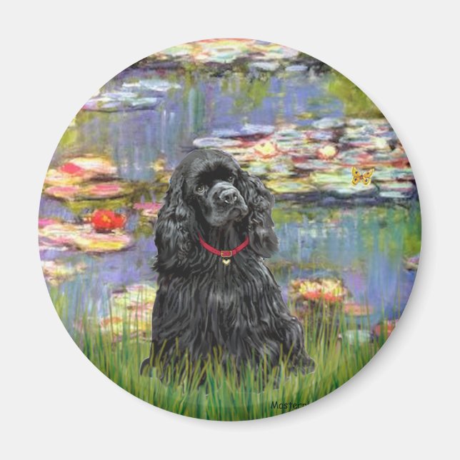 Imán Cocker (negro) - Lilies 2 (Frente)