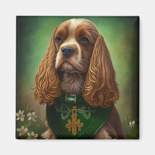 Imán Cocker Spaniel Dog in St. Patrick's Day Dress