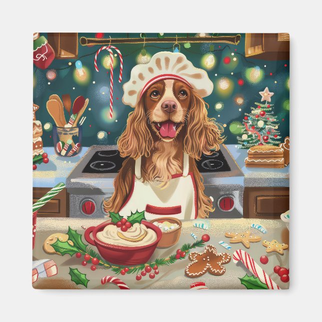 Imán Cocker Spaniel Holiday Baking: Navidades festivos (Frente)