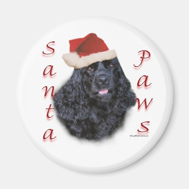 Imán Cocker Spaniel (negro) Santa Paws (Frente)