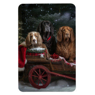 Imán Cocker Spaniel Nevado Trineo Decoración de Navidad