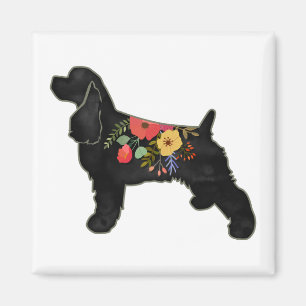 Imán Cocker Spaniel Perro Raza Albarda Floral Bohemia