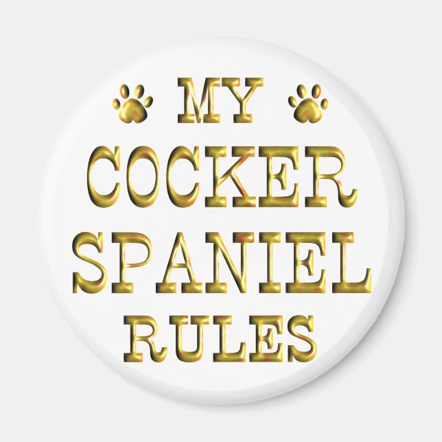 Imán Cocker Spaniel Rules Gold (Frente)