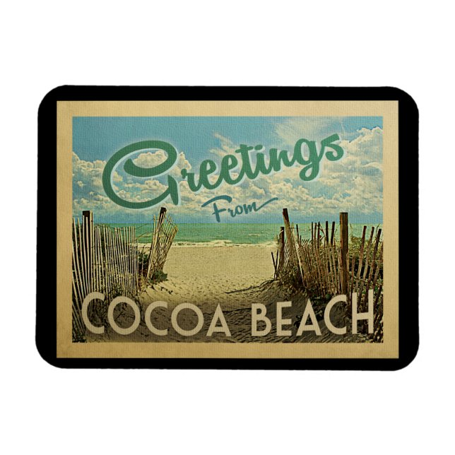 Imán Cocoa Beach Vintage Travel (Horizontal)