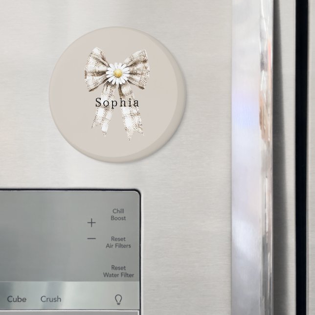 Imán Cocoa Cream White Bow Daisy Flowers   (In situ (nevera))