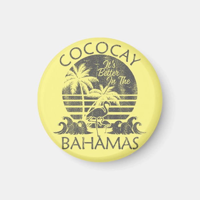 Imán CocoCay Bahamas Magnet Vacation Cruise Retro Beach (Frente)