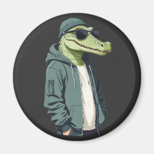 Imán Cocodrilo Con Hoodie Gracioso Vector Animal Guay