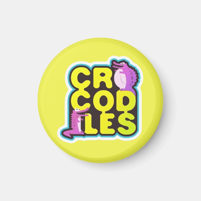 Imán Cocodrilos con dos cocodrilos felices - vivos (Frente)