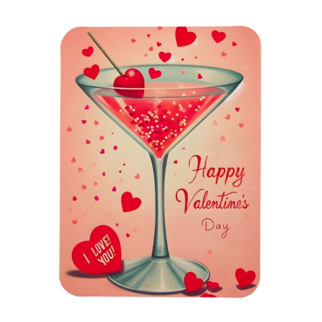 Imán Cóctel de Mid Century Valentine Martini (Vertical)