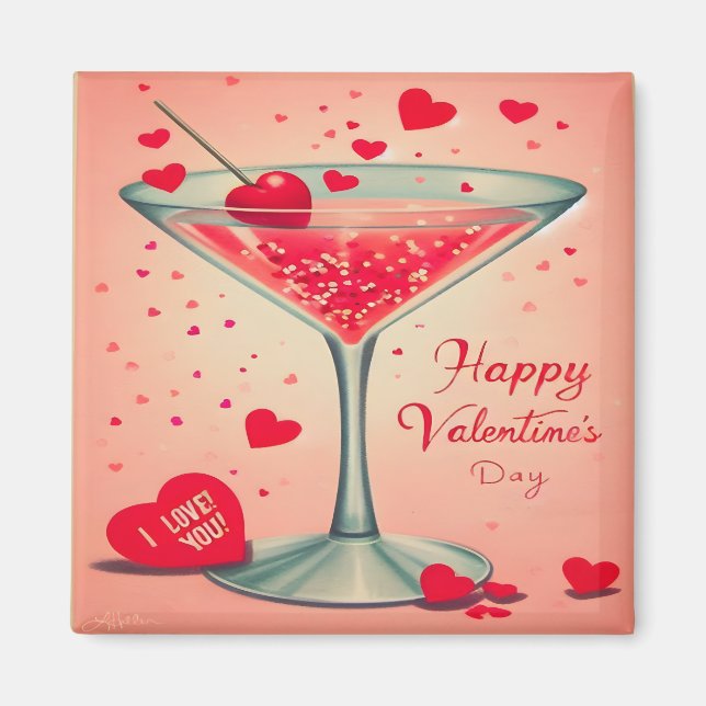 Imán Cóctel de Mid Century Valentine Martini (Frente)