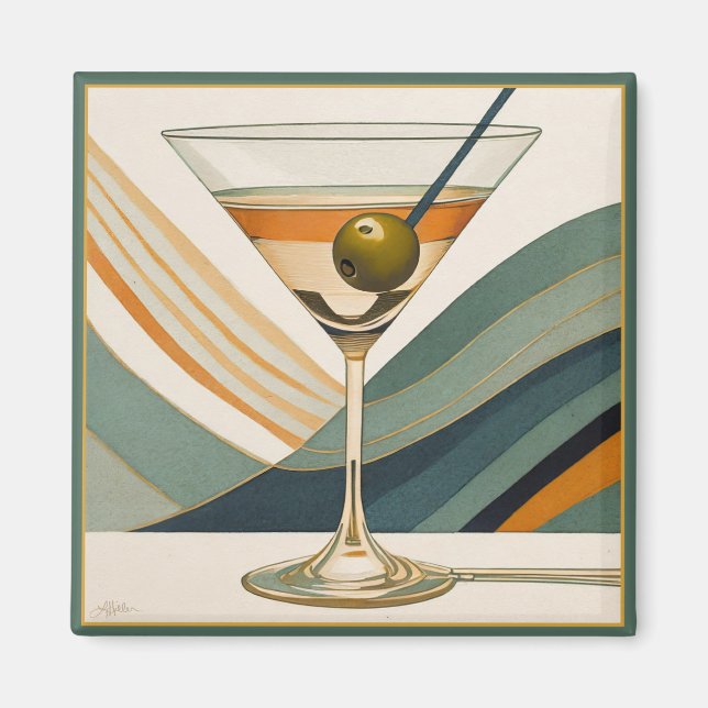 Imán Cóctel Martini Diseño de Mitad de Siglo (Frente)