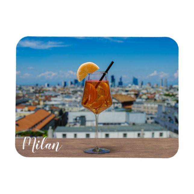 Imán Cóctel Spritz en una mesa con vistas a Milán (Horizontal)