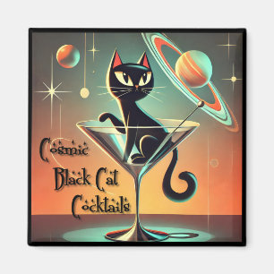 Imán Cócteles Cósmicos Futuristas Atómicos de Gato Negr