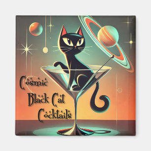 Imán Cócteles de gato negro cósmico futurista atómico